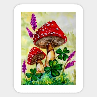 Lucky Mushrooms and Lavender Sticker